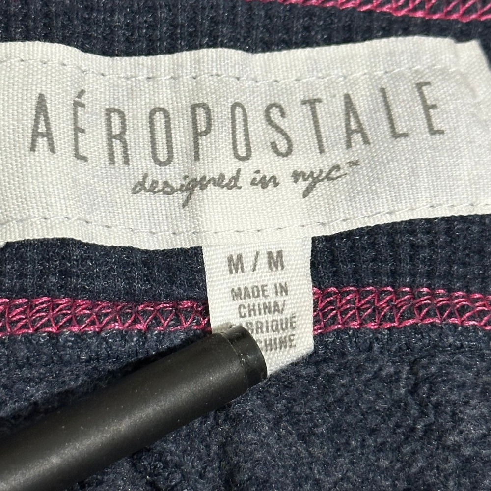 Aeropostale Womens Navy Blue Aero 87 Graphic Sweatpants Joggers Fleece M - Picture 8 of 9